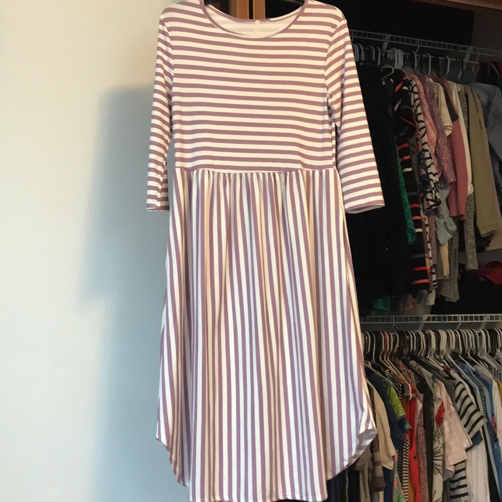 Lavender striped midi dress